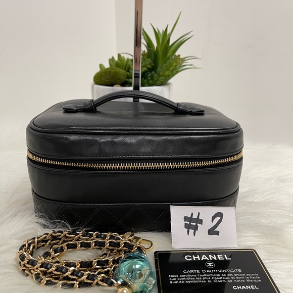 Lambskin Vanity Cosmetic Case Black #2 - Picture 2 of 15